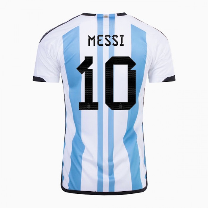 2022 World Cup Argentina 3-Star Home MESSI 10 Blue White Jersey Kit short sleeve-304667