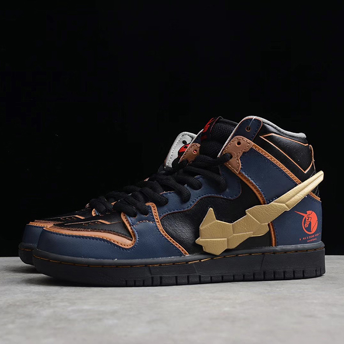 Gundam x SB Dunk High Running Shoes-Black/Navy Blue-5940916