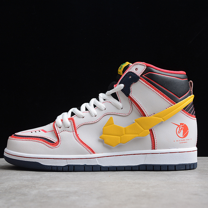 Gundam x SB Dunk High Running Shoes-White/Black-3598496