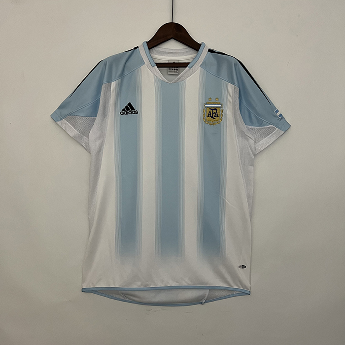 Retro 04/05 Argentina Home White Blue Jersey Kit short sleeve-1876831