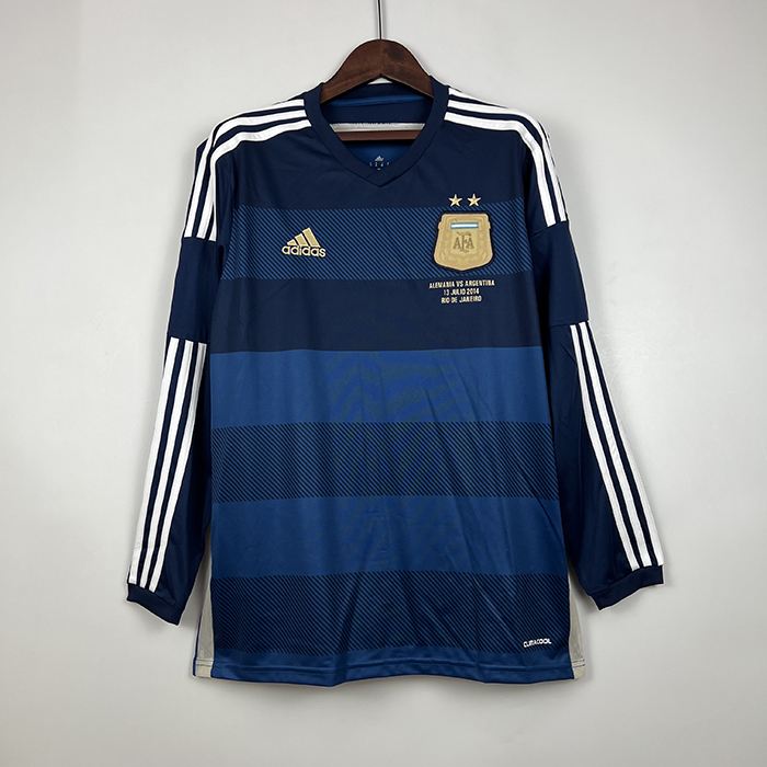 Retro 2014 Argentina Away Blue Jersey Kit Long Sleeve-546397