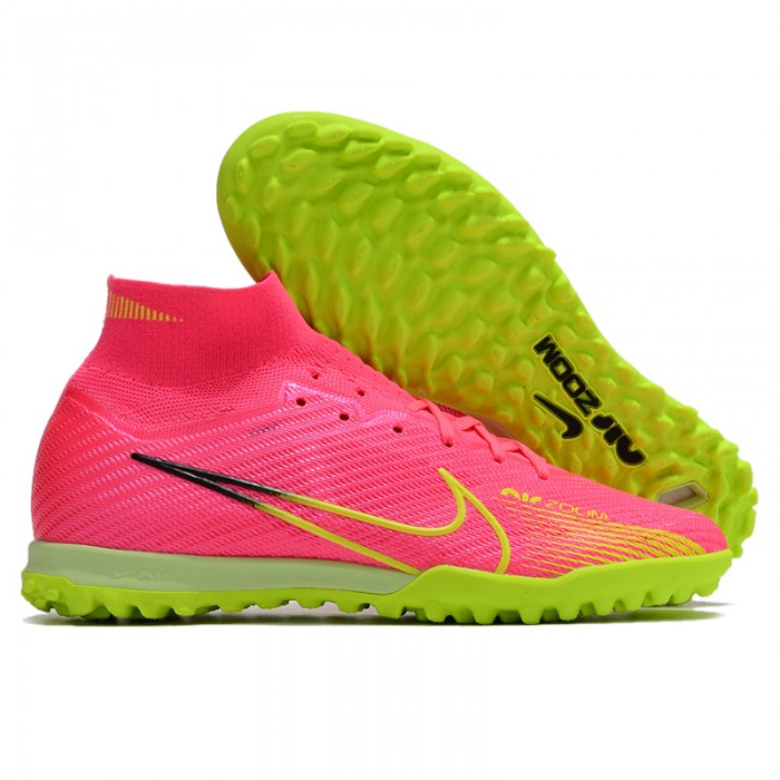 Air Zoom Mercurial Vapor XV Elite TF High Soccer Shoes-Pink/Green-192636