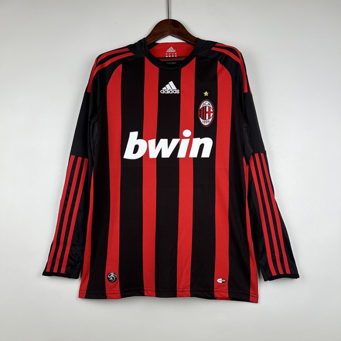 Retro 08/09 AC Milan Home Black Red Jersey Kit Long sleeve-7291887