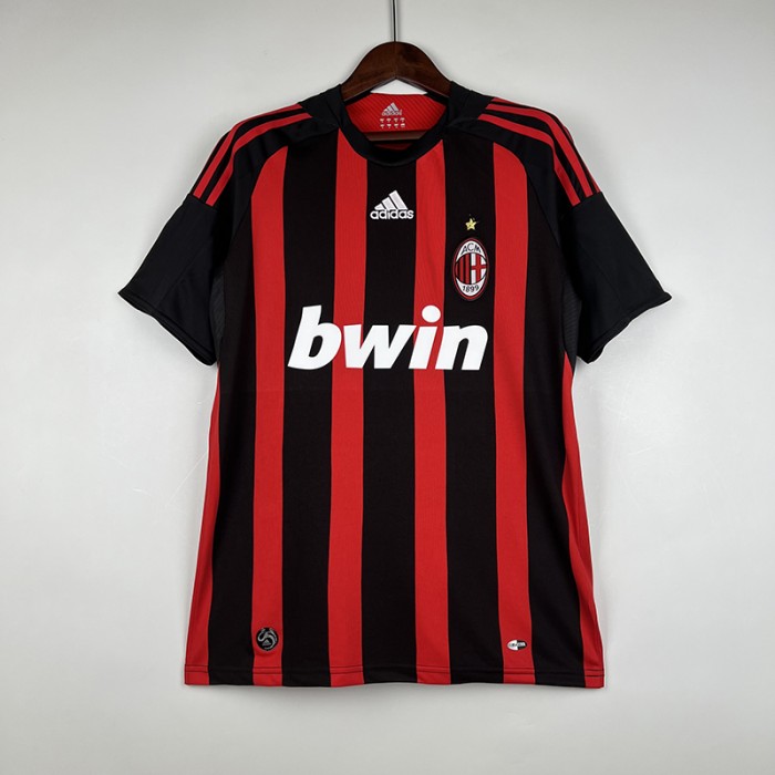 Retro 08/09 AC Milan Home Black Red Jersey Kit short sleeve-4798269
