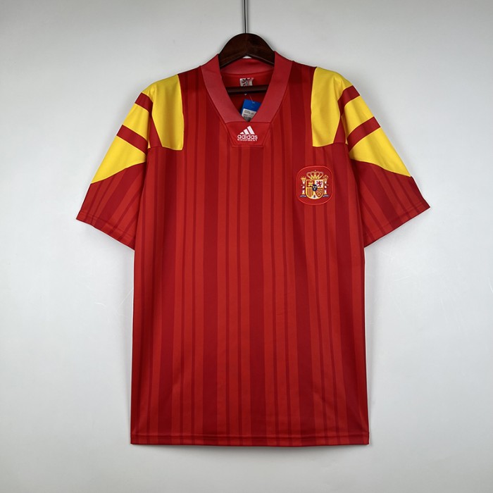 Retro 92/94 Spain Home Red Jersey Kit short sleeve-9475096