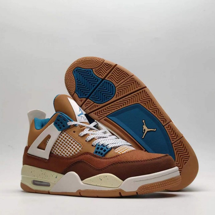 Air Jordan 4 AJ4 High Running Shoes-Brown/White-7550222