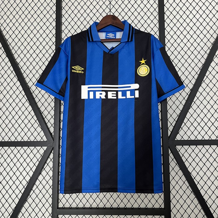 Retro 95/96 Inter Milan Home Blue Black Jersey Kit short sleeve-1491335