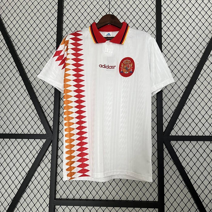 Retro 1994 Spain Away White Jersey Kit short sleeve-2341326