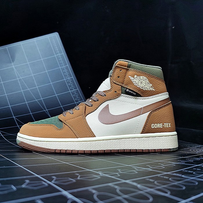 Air​ Jordan 1 ​High AJ1 Running Shoes-Khaki/White-410361