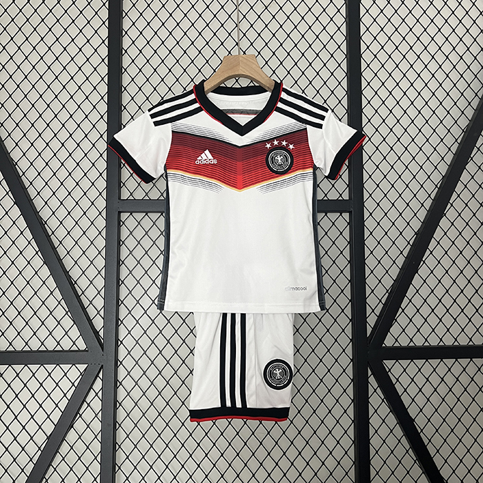 Retro Kids 2014 Germany Home Kids White Jersey Kit short Sleeve (Shirt + Short)-7553225