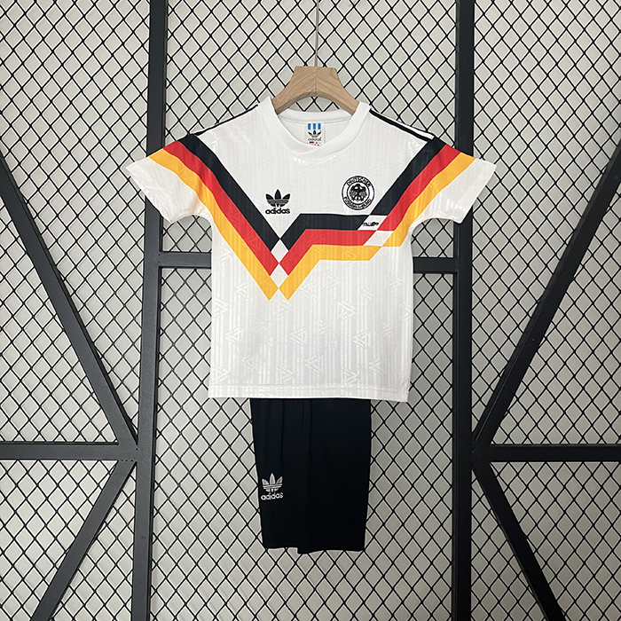 Retro Kids 1990 Germany Home Kids White Jersey Kit short Sleeve (Shirt + Short)-298425
