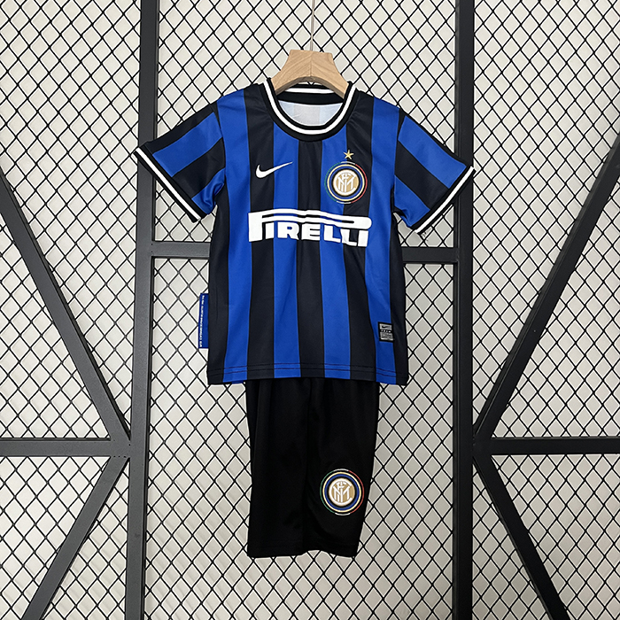 Retro 09/10 Kids Inter Milan Home Blue Black Kids Jersey Kit short Sleeve (Shirt + Short)-7742078