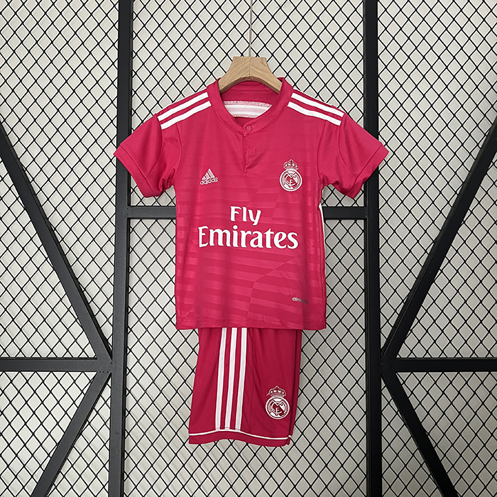 Retro 14/15 Kids Real Madrid Away Red Kids Jersey Kit short Sleeve (Shirt + Short)-9072799
