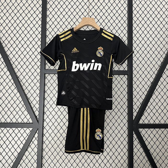 Retro 11/12 Kids Real Madrid Away Black Kids Jersey Kit short Sleeve (Shirt + Short)-8120536