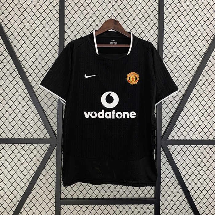 Retro 03/04 Manchester United M-U Away Black Jersey Kit short sleeve-5712835