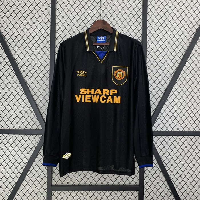 Retro 93/95 Manchester United M-U Away Black Jersey Kit Long Sleeve-830493