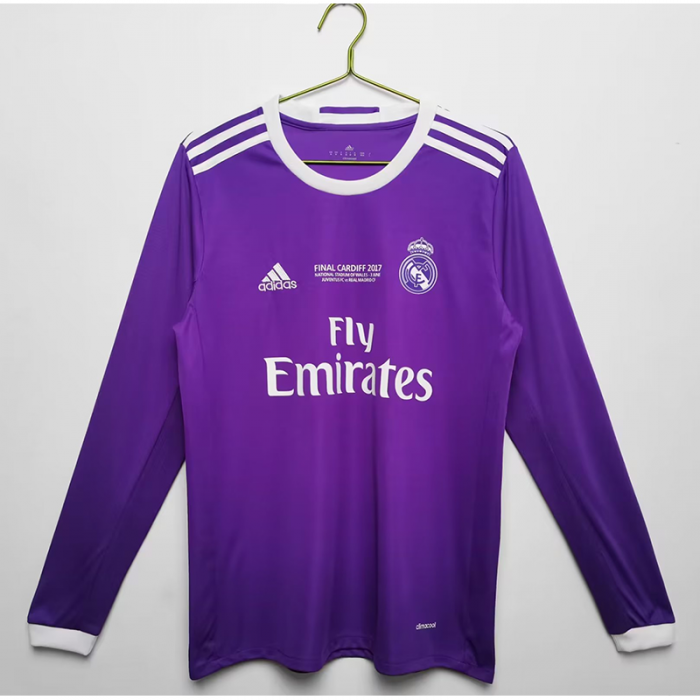 Retro 16/17 Real Madrid Away Purple Jersey Kit Long Sleeve-8619949