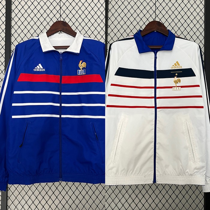 2024 France Trench Coat Reversible White Blue Windbreaker Long Sleeve-2250728