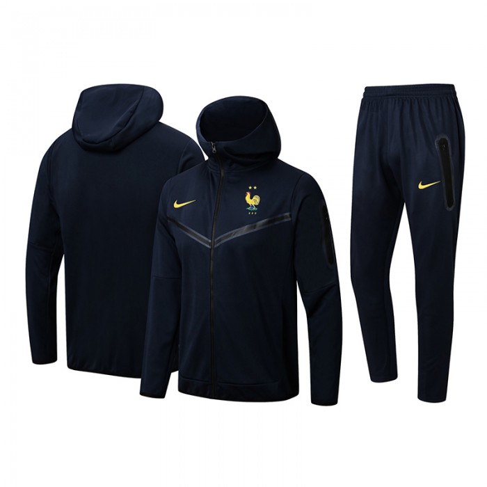 2024 France Black Hooded Edition Classic Jacket Training Suit (Top+Pant)-2579216