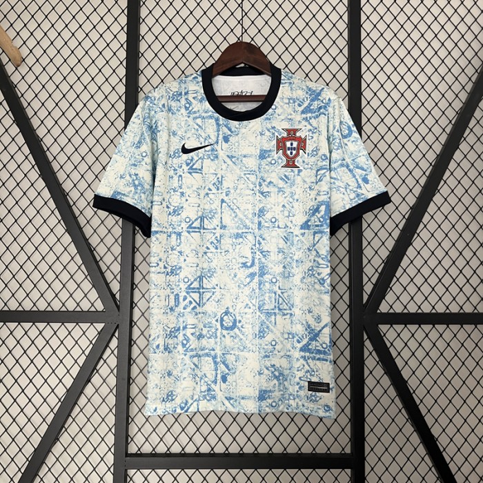 2024 Portugal Away Blue Jersey Kit short sleeve-5383172