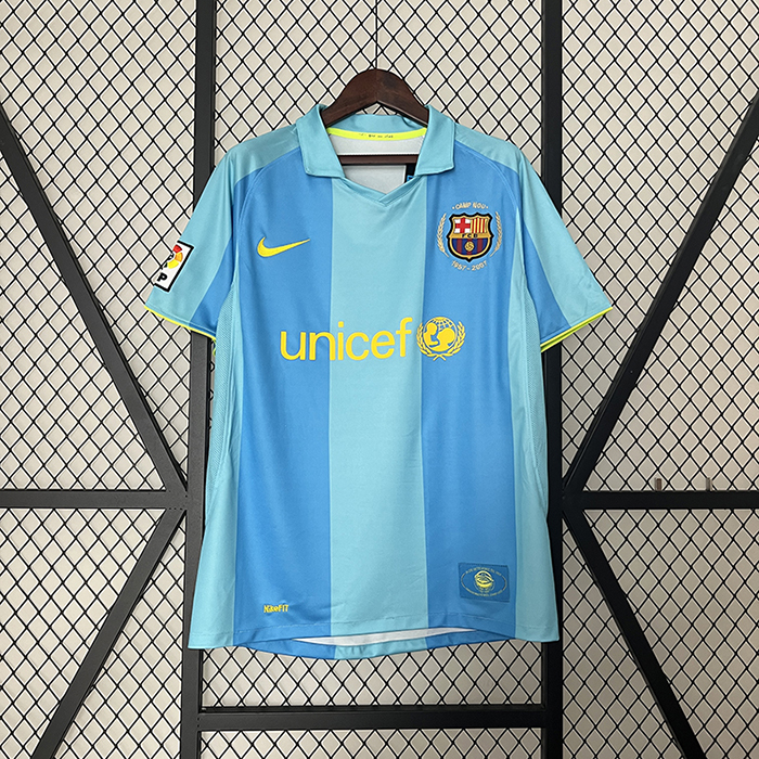 Retro 07/08 Barcelona Away Blue Jersey Kit short sleeve-4937081