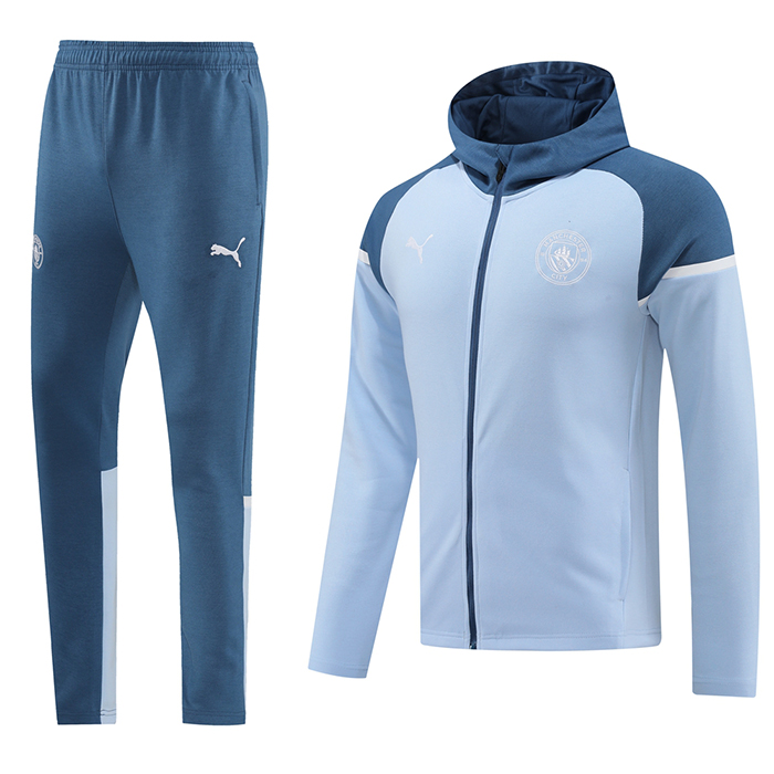 24/25 Manchester City Light Blue Hooded Edition Classic Jacket Training Suit (Top+Pant)-9195354