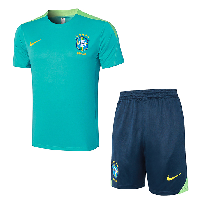 2024 Brazil Training Blue Jersey Kit short Sleeve (Shirt + Short)-3659742