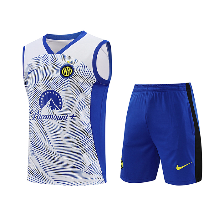 24/25 Inter Milan Training White Blue Jersey Kit Sleeveless (Vest + Short)-9258668