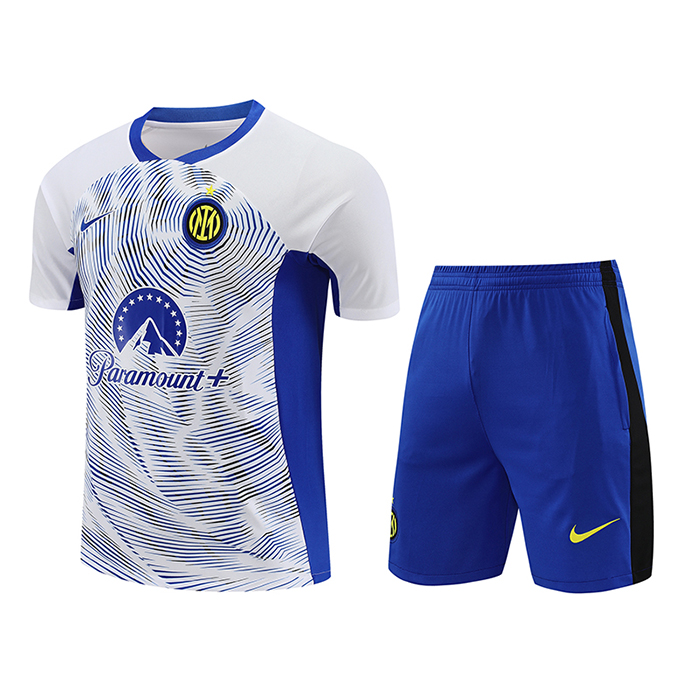 24/25 Inter Milan Training White Blue Jersey Kit short Sleeve (Shirt + Short)-2288256