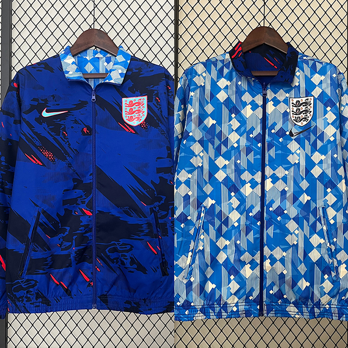 2024 England Trench Coat Reversible Blue Windbreaker Long Sleeve-8725315
