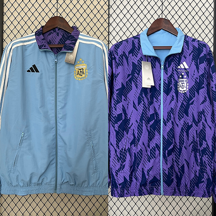 2024 Argentina Trench Coat Reversible Purple Blue Windbreaker Long Sleeve-9664464