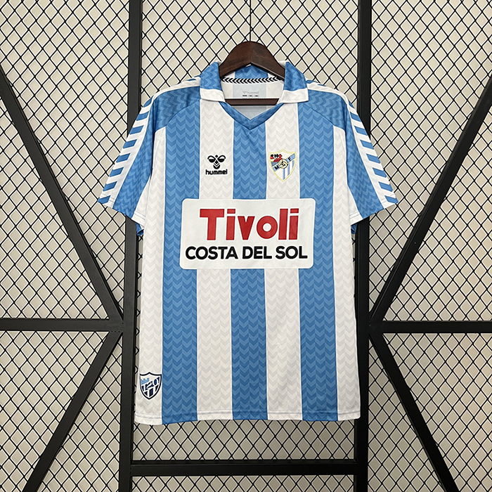Retro Malaga 120th Anniversary White Blue Jersey Kit short sleeve-8778575
