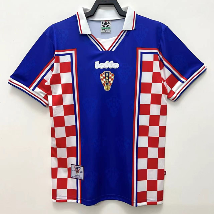 Retro 1998 Croatia Away Blue Red Jersey Kit short sleeve-8095166