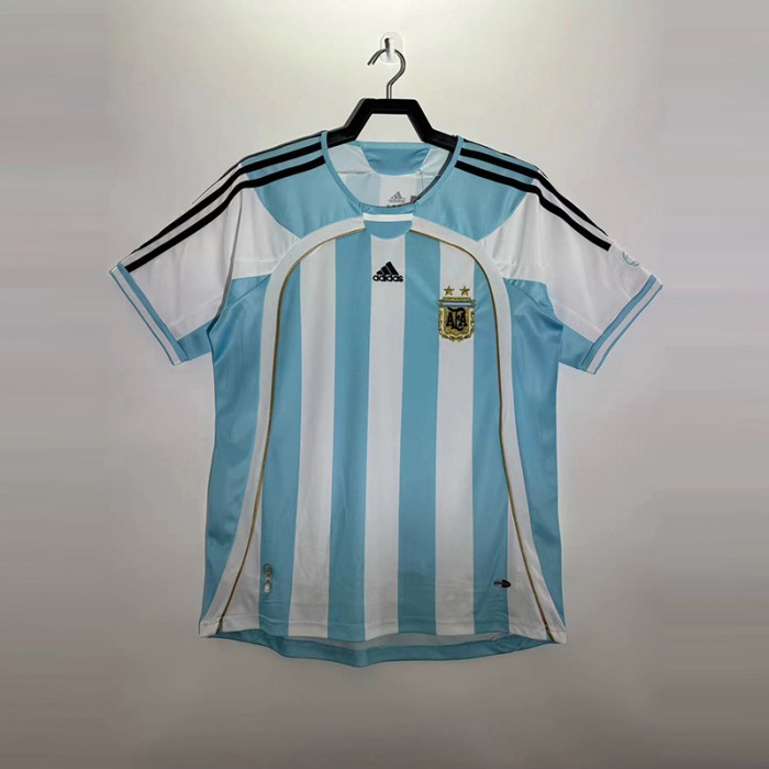 Retro 06/07 Argentina Home Blue White Jersey Version Short Sleeve-6768414