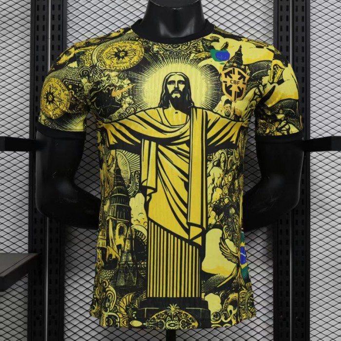 2024 Brazil Special Edition Gray Black Yellow Jersey Version Short Sleeve (Player Version)-9461371