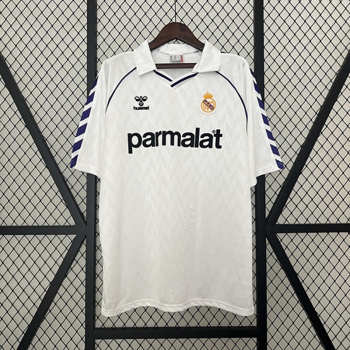 Retro 1988 Real Madrid Home White Jersey Kit Short Sleeve-5862101