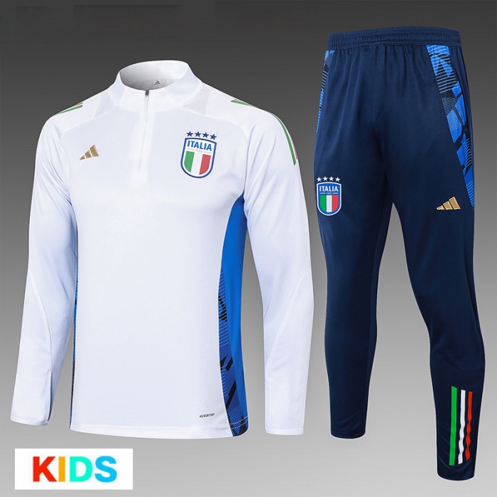 2024 Kids Italy White Kids Edition Classic Jacket Training Suit (Top+Pant)-1198233