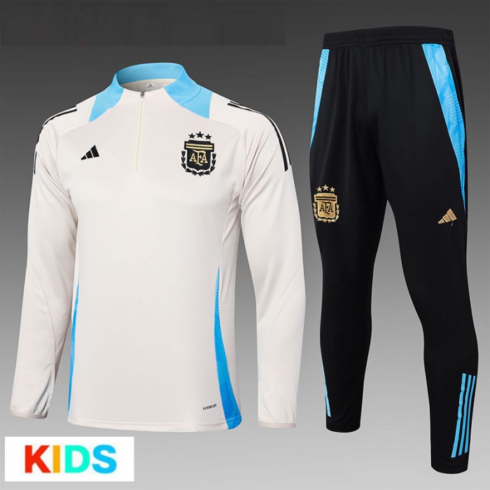 2024 Kids Argentina White Kids Edition Classic Jacket Training Suit (Top+Pant)-6393834