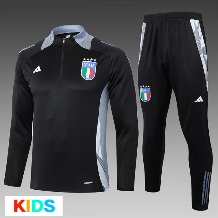 2024 Kids Italy Black Kids Edition Classic Jacket Training Suit (Top+Pant)-9350712