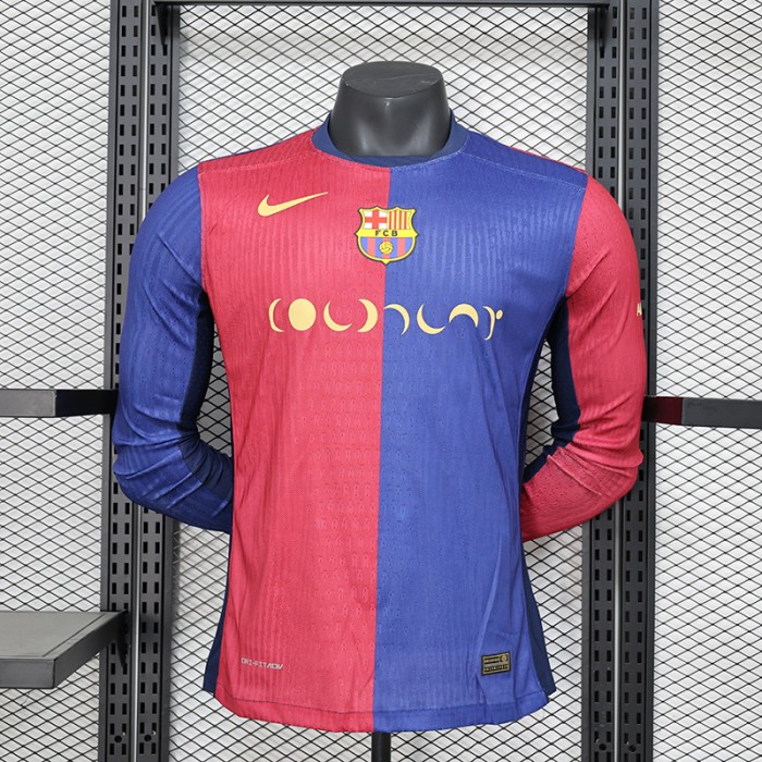 24/25 Barcelona Special Edition Navy Blue Red Jersey Kit Long sleeve (Player Version)-4205899
