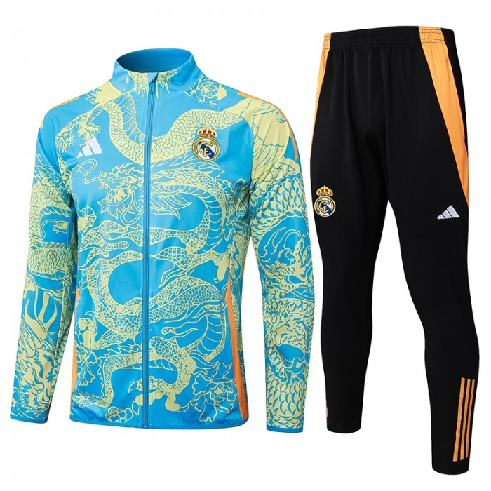 24/25 Real Madrid Blue Yellow Edition Classic Jacket Training Suit (Top+Pant)-409153