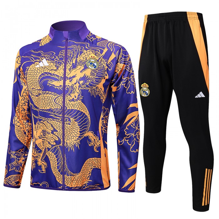 24/25 Real Madrid Purple Yellow Edition Classic Jacket Training Suit (Top+Pant)-785675
