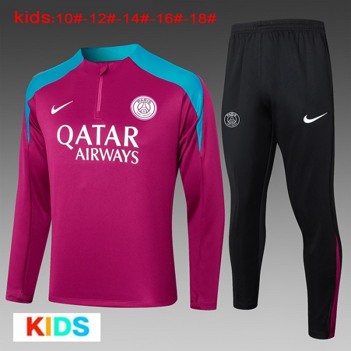 24/25 Kids Paris Saint-Germain PSG Wine Red Edition Classic Jacket Training Suit (Top+Pant)-6552525