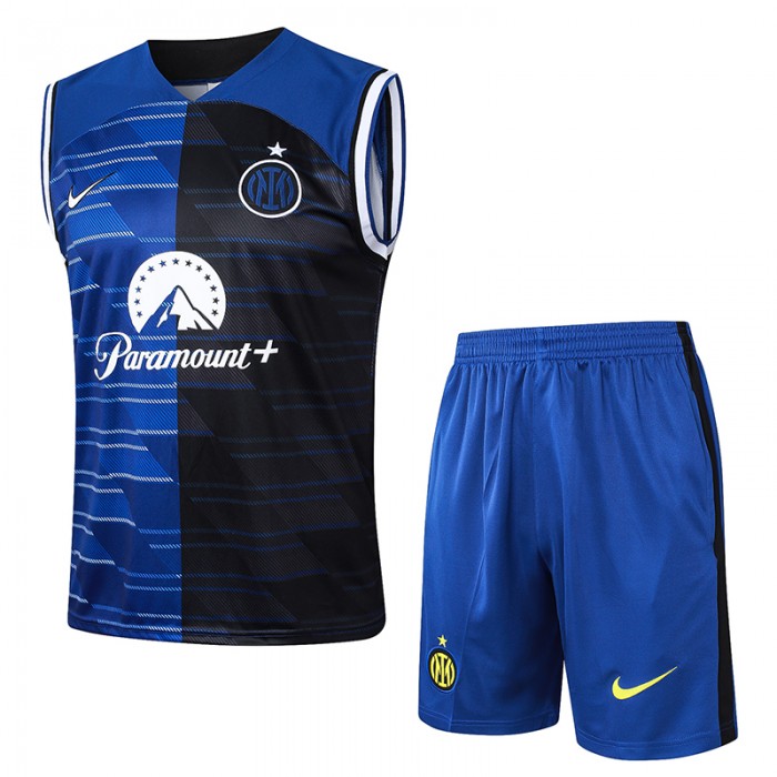 24/25 Inter Milan Black Blue Training jersey Kit Sleeveless Vest (Vest + Short)-5467405
