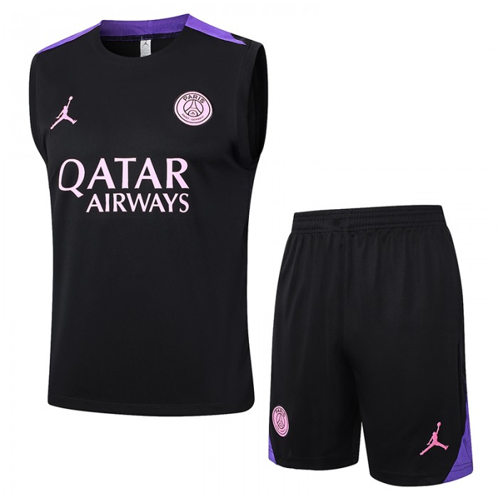 24/25 Paris Saint-Germain PSG Black Training jersey Kit Sleeveless Vest (Vest + Short)-418741