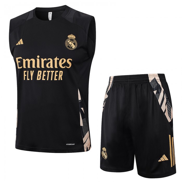 24/25 Real Madrid Black Training jersey Kit Sleeveless Vest (Vest + Short)-2613301