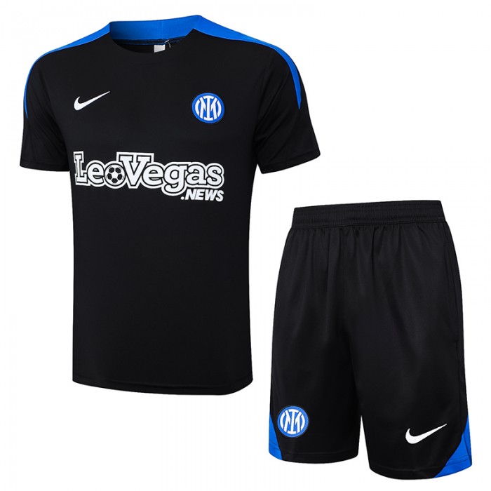 24/25 Inter Milan Training Black Jersey Kit short Sleeve (Shirt + Short)-7329386