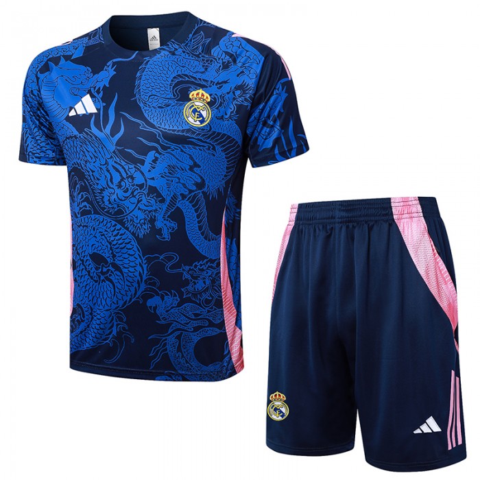 24/25 Real Madrid Training Navy Blue Jersey Kit short Sleeve (Shirt + Short)-6220506