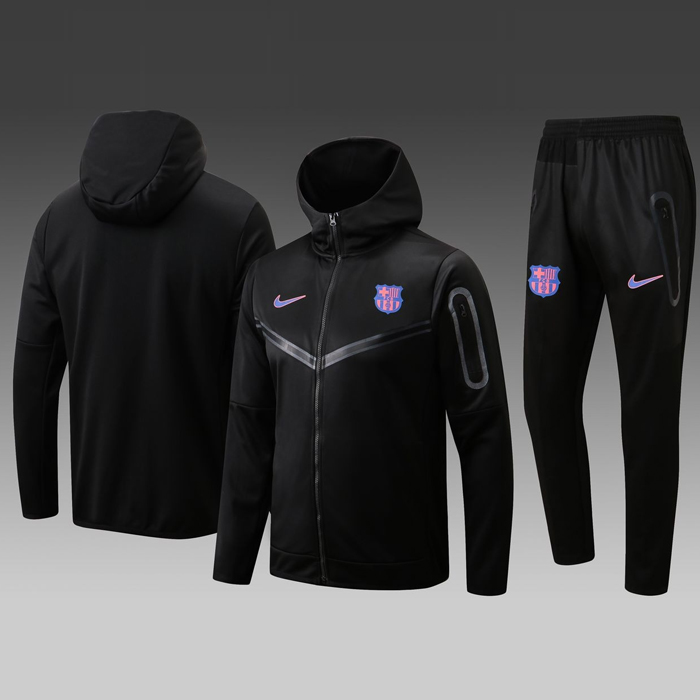 24/25 Barcelona Black Hooded Edition Classic Jacket Training Suit (Top+Pant)-2092481