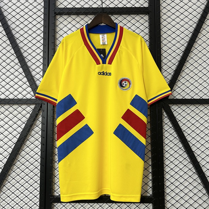 Retro 1994 Romania Home Yellow Jersey Kit short sleeve-5728350